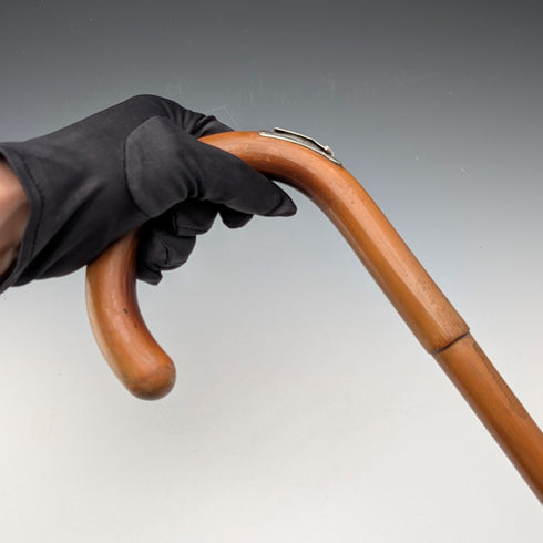 Early 20th century British antique horse measure walking stick, tan shaft, 93cm, Swaine & Adeney